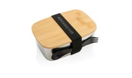 Stainless Steel Lunchbox mit Bambus-Deckel und Göffel